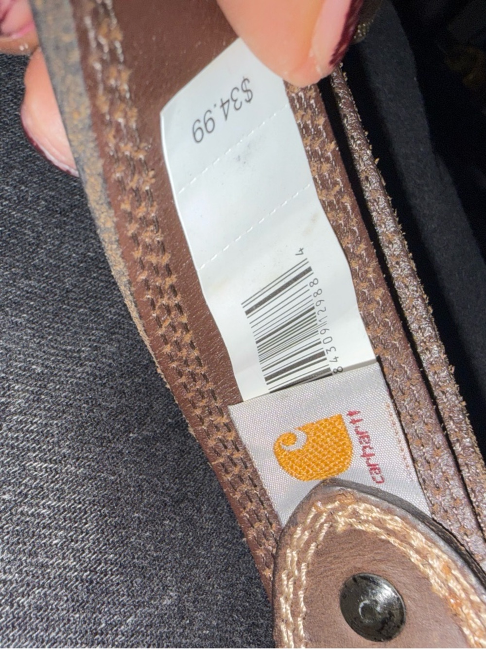 Carhartt Leather Belt Mens 42 Brown Top Grain Workwear Casual Classic - Picture 7 of 9